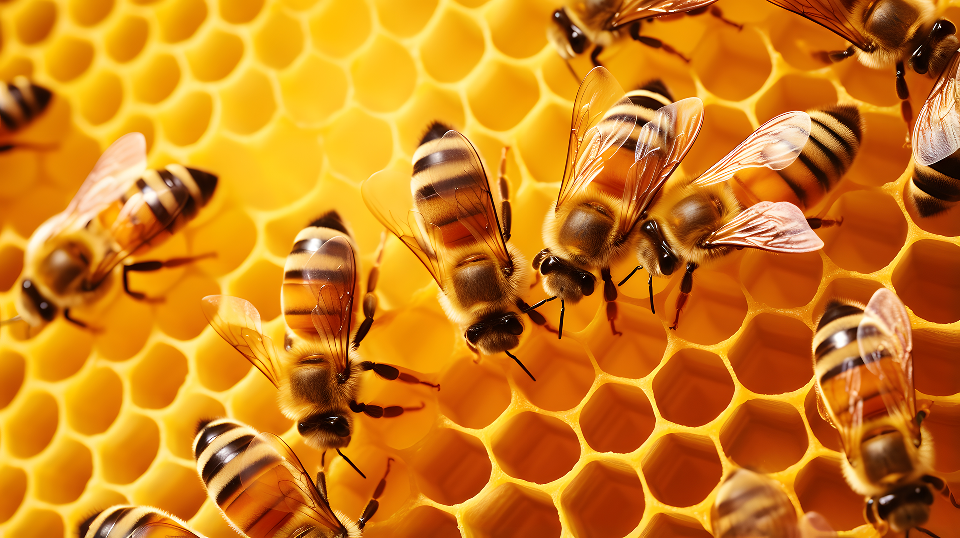 bee on honeycomb